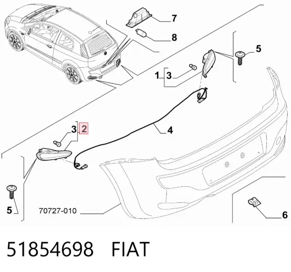 Фара протитуманна задня, ліва 51854698 Fiat/Alfa/Lancia