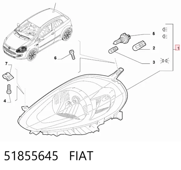 Фара ліва 51855645 Fiat/Alfa/Lancia