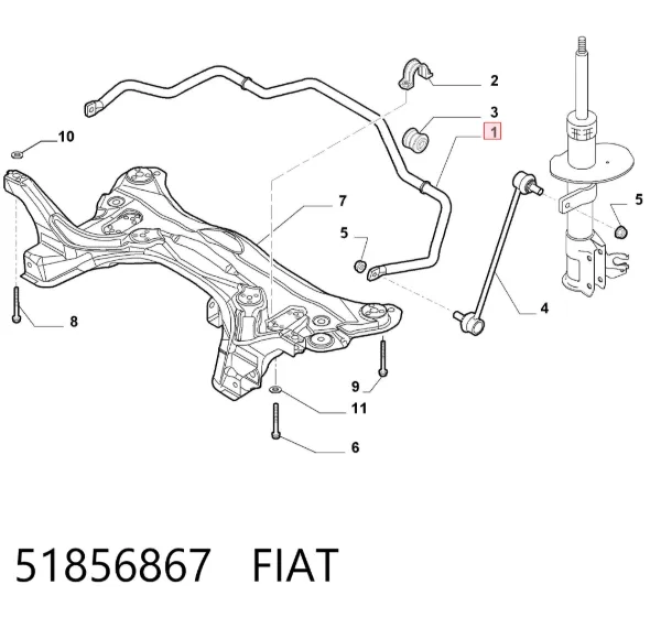 Передній стабілізатор 51856867 Fiat/Alfa/Lancia