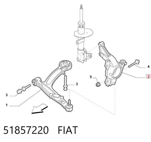 Цапфа - поворотний кулак передній, правий 51857220 Fiat/Alfa/Lancia