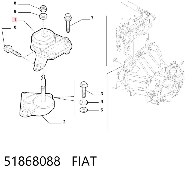 Подушка (опора) двигуна, ліва 51868088 Fiat/Alfa/Lancia