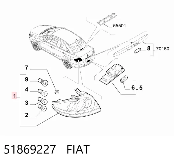 Задня права фара 51869227 Fiat/Alfa/Lancia