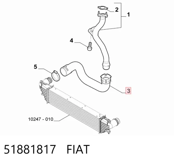 Шланг/патрубок интеркуллера 51881817 Fiat/Alfa/Lancia