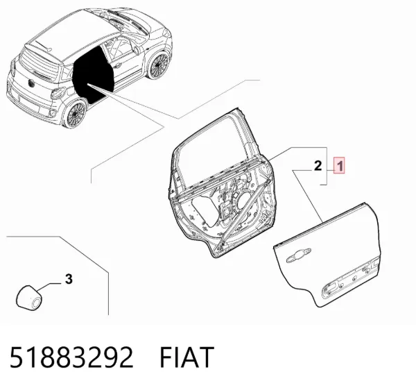 Двері задні, ліві 51883292 Fiat/Alfa/Lancia