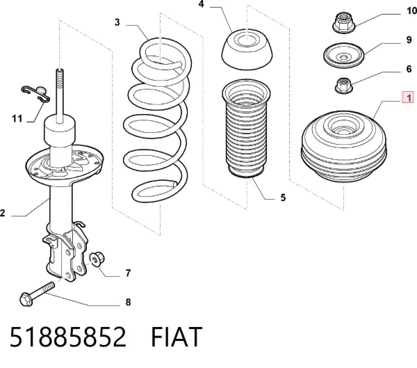 Опора амортизатора переднього 51885852 Fiat/Alfa/Lancia