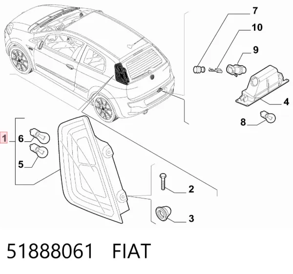 Лівий стоп 51888061 Fiat/Alfa/Lancia