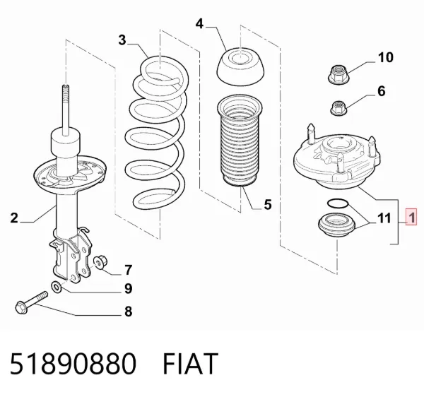 Опора амортизатора переднього правого 51890880 Fiat/Alfa/Lancia
