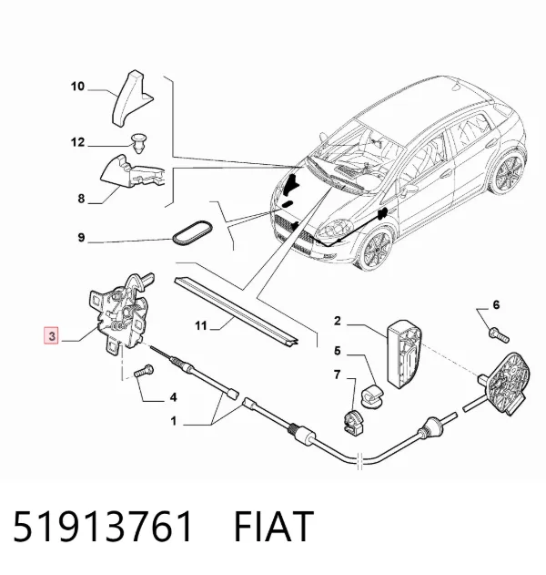 Замок капота 51913761 Fiat/Alfa/Lancia