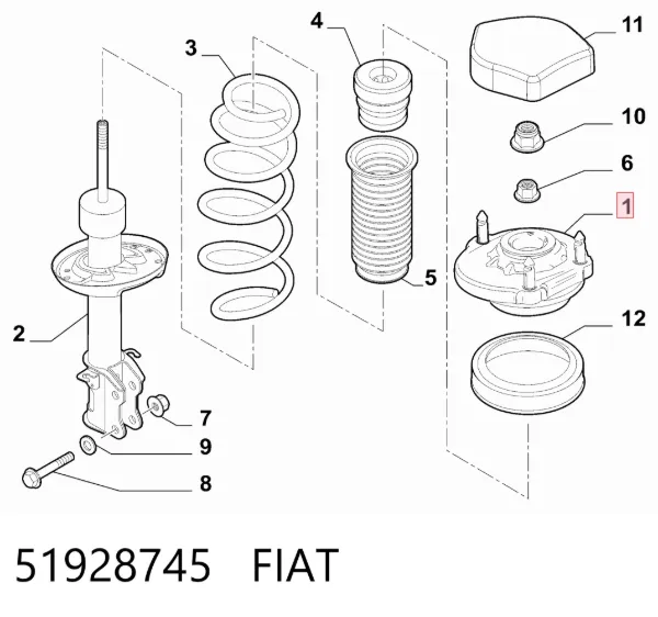 Опора амортизатора переднього правого 51928745 Fiat/Alfa/Lancia