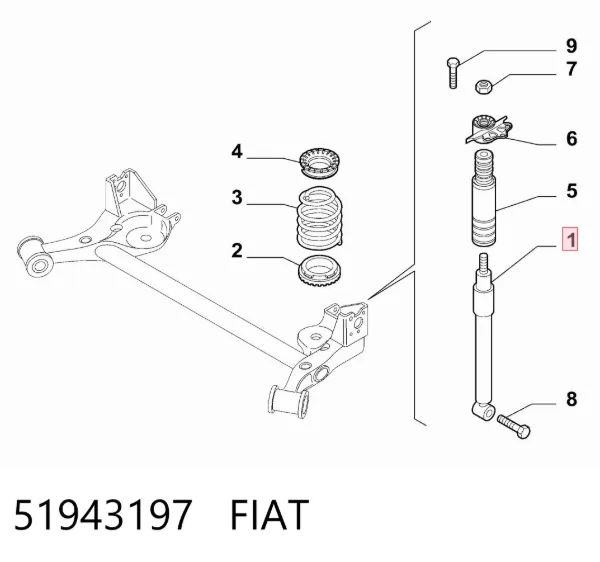 Амортизатор задній 51943197 Fiat/Alfa/Lancia