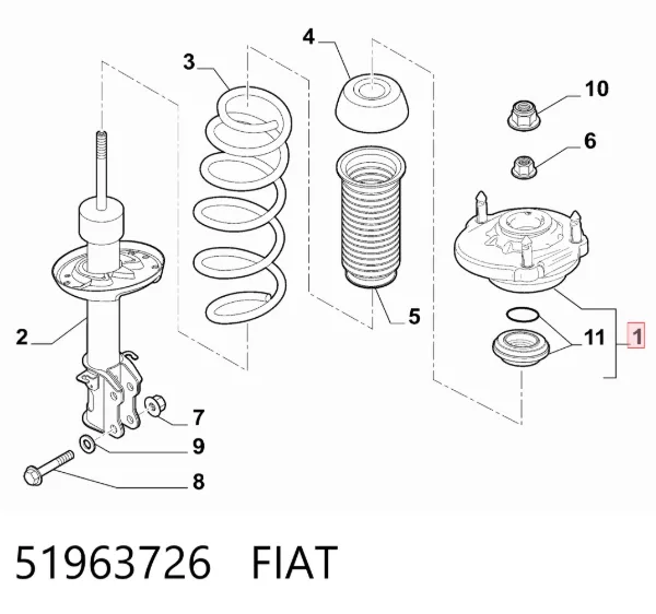Опора амортизатора переднього правого 51963726 Fiat/Alfa/Lancia