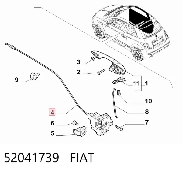 Замок передньої лівої двері 52041739 Fiat/Alfa/Lancia