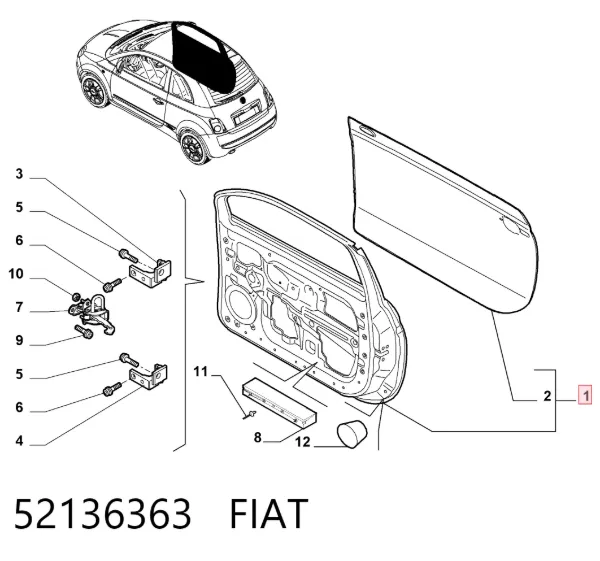 Двері передні ліві 52136363 Fiat/Alfa/Lancia
