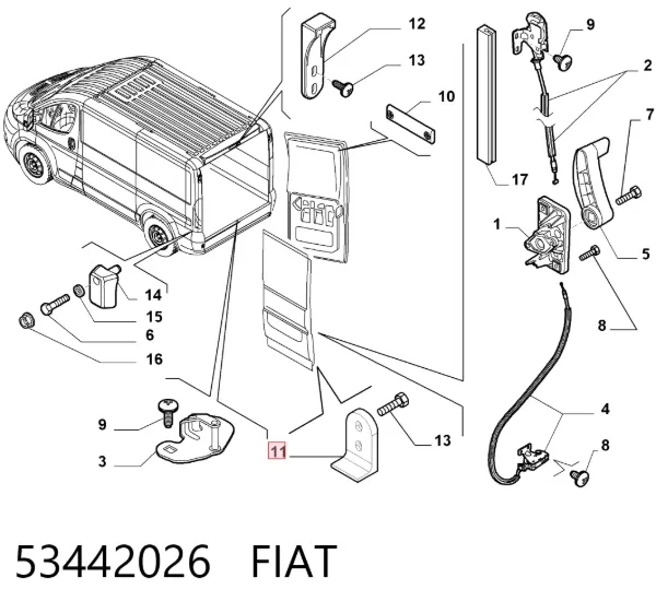 Напрямна багажних дверей (ляди) 53442026 Fiat/Alfa/Lancia