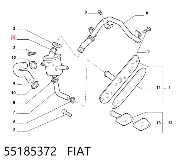 Клапан вентиляції картерних газів 55185372 Fiat/Alfa/Lancia