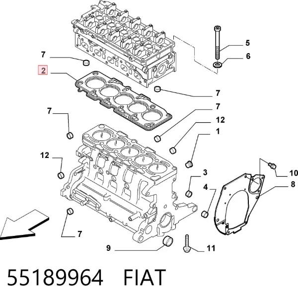 Прокладка ГБЦ 55189964 Fiat/Alfa/Lancia