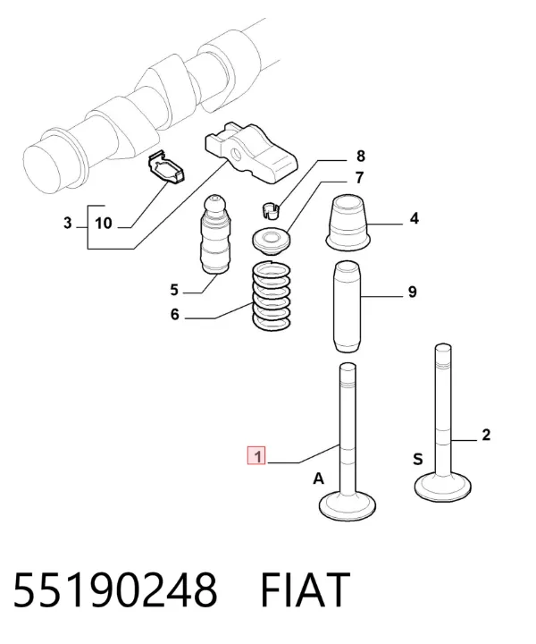 Клапан впускний 55190248 Fiat/Alfa/Lancia