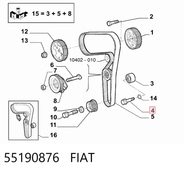 Комплект ГРМ 55190876 Fiat/Alfa/Lancia