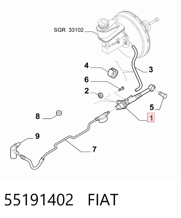 Головний циліндр зчеплення 55191402 Fiat/Alfa/Lancia