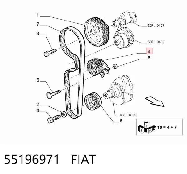 Ролик натягувача ременя ГРМ 55196971 Fiat/Alfa/Lancia