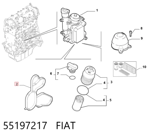 Прокладка адаптера маслянного фільтра 55197217 Fiat/Alfa/Lancia