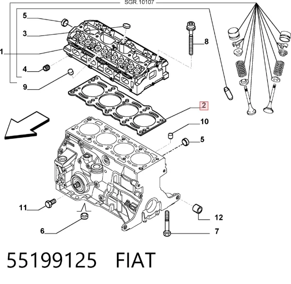 Прокладка ГБЦ 55199125 Fiat/Alfa/Lancia