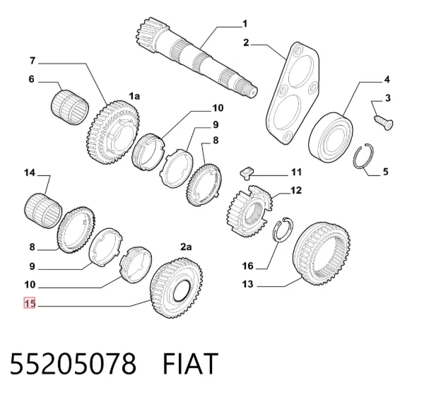 Вал-шестерня КПП (трансферу) ведена 55205078 Fiat/Alfa/Lancia