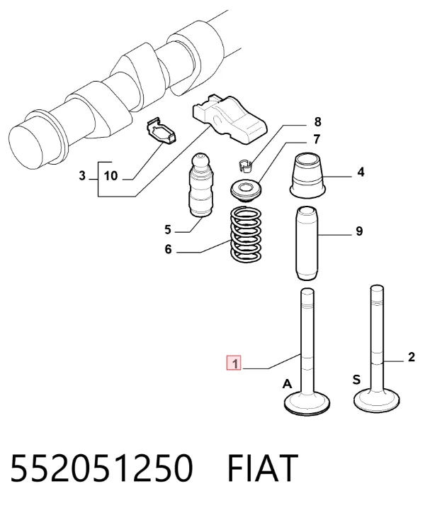 Клапан впускний 552051250 Fiat/Alfa/Lancia