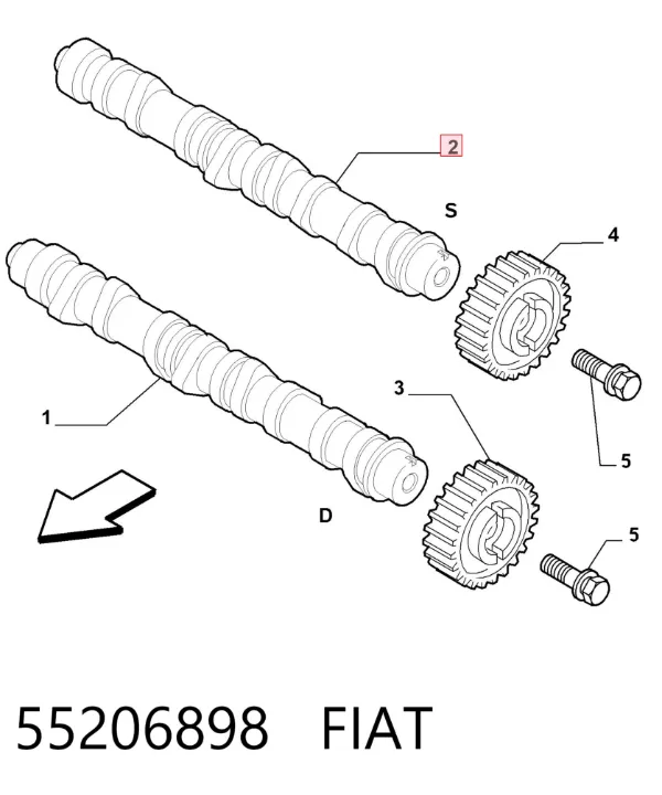 Розподільний вал впускний 55206898 Fiat/Alfa/Lancia