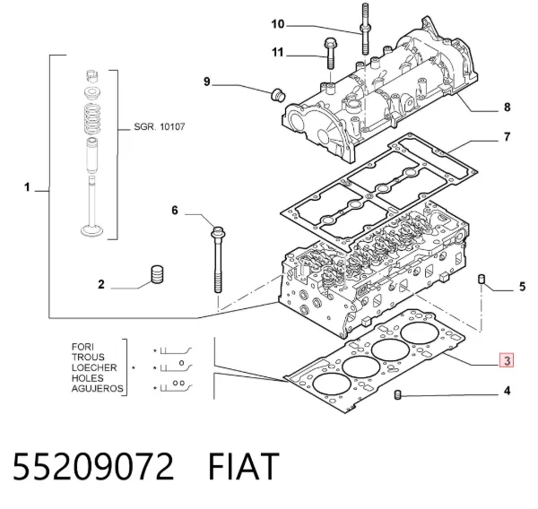 Прокладка ГБЦ 55209072 Fiat/Alfa/Lancia