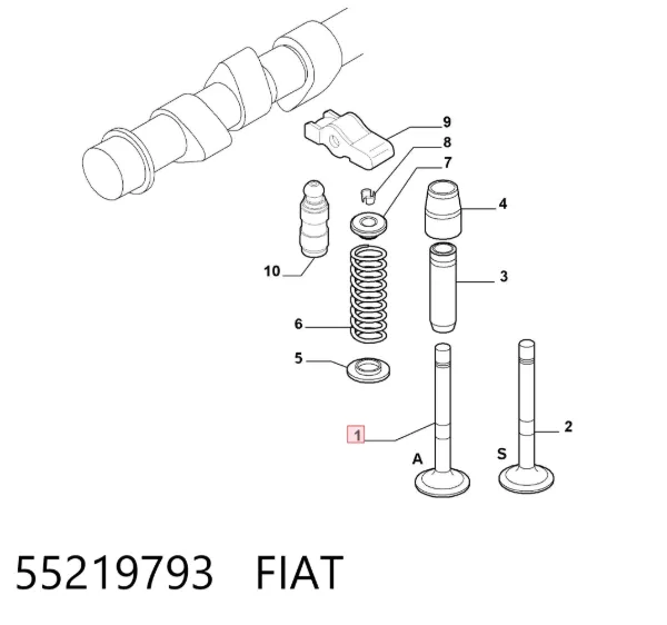 Клапан впускний 55219793 Fiat/Alfa/Lancia
