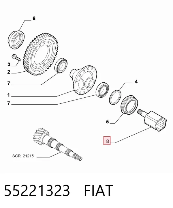 ШРКШ внутрішній, передній, лівий 55221323 Fiat/Alfa/Lancia