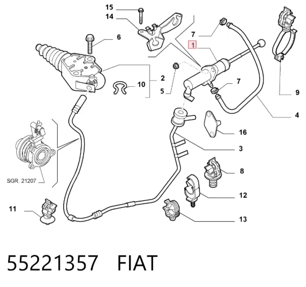 Головний циліндр зчеплення 55221357 Fiat/Alfa/Lancia