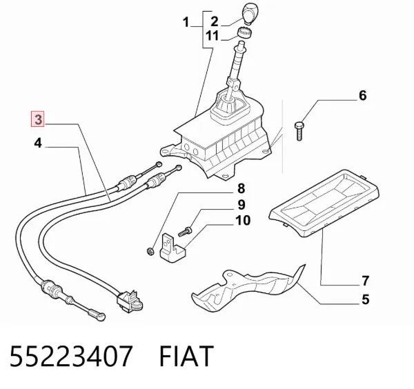 Трос перемикання передач, селектора 55223407 Fiat/Alfa/Lancia
