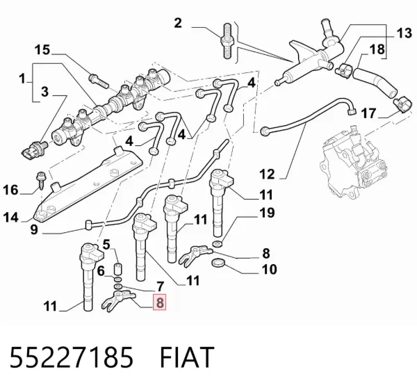 Тримач форсунки дизельної 55227185 Fiat/Alfa/Lancia