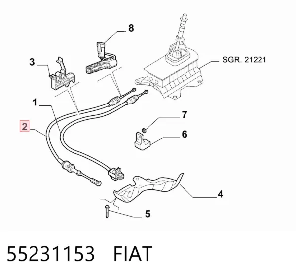 Трос перемикання передач, вибору передачі 55231153 Fiat/Alfa/Lancia