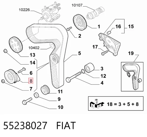 Ролик натягувача ременя ГРМ 55238027 Fiat/Alfa/Lancia