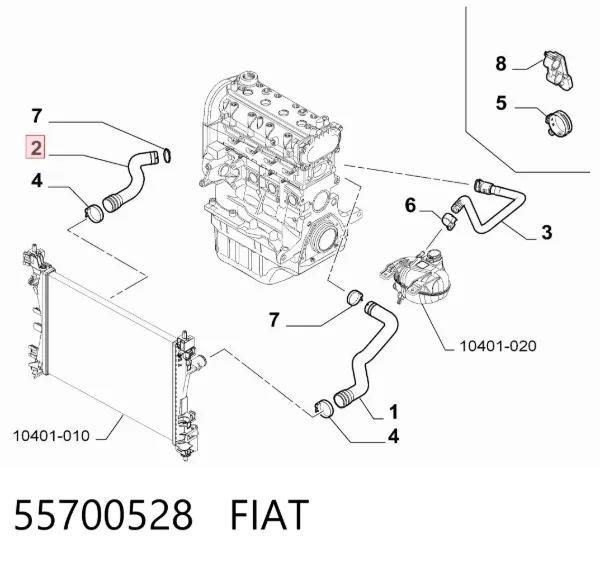 Шланг/патрубок радіатора охолодження, нижній 55700528 Fiat/Alfa/Lancia