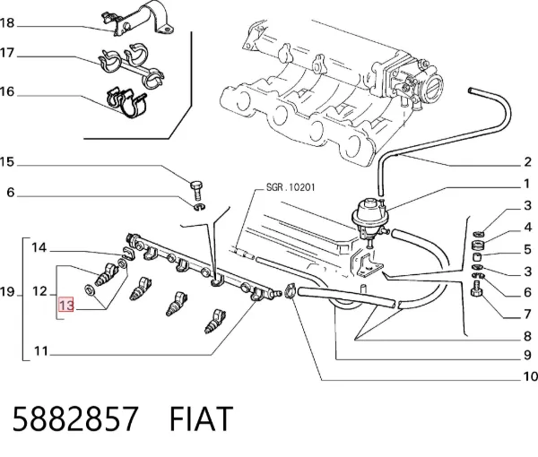 Ремкомплект форсунок 5882857 Fiat/Alfa/Lancia
