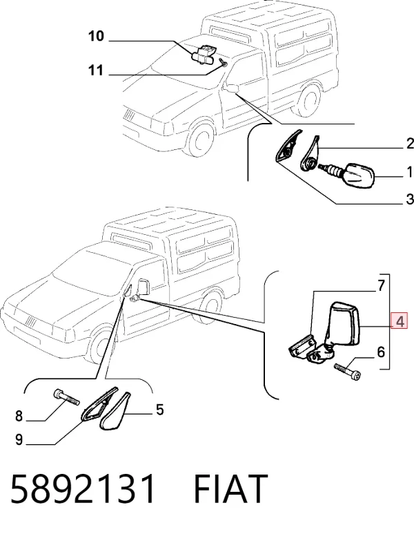 Ліве бокове дзеркало Fiat Fiorino 146 Uno