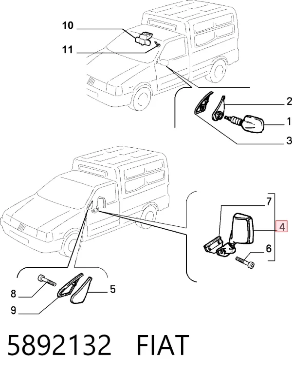 Дзеркало праве Fiat Fiorino 146 Uno