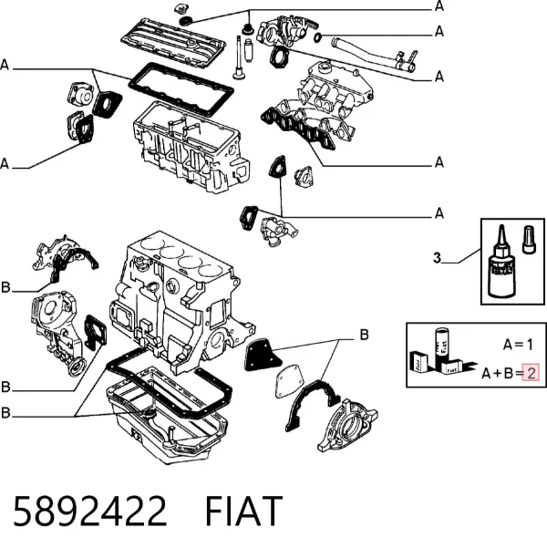 Комплект прокладок 5892422 Fiat/Alfa/Lancia