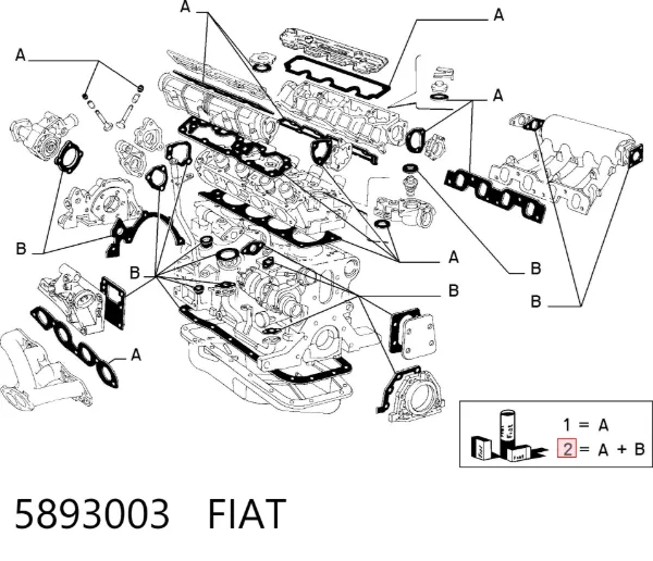 Комплект прокладок 5893003 Fiat/Alfa/Lancia
