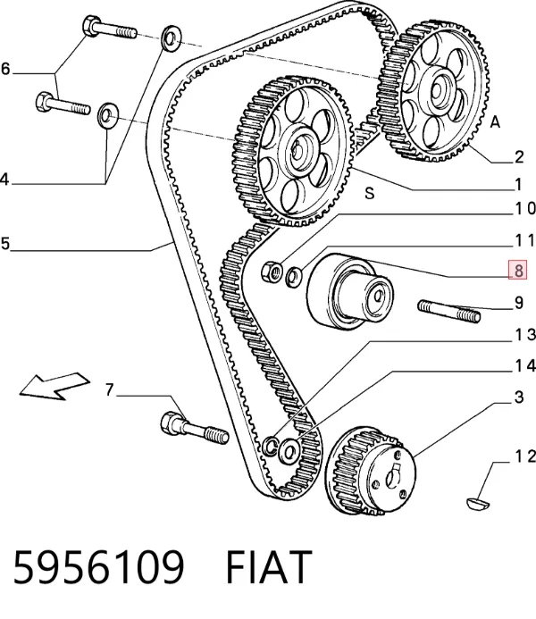 Ролик натягувача ременя ГРМ Fiat Tipo 160