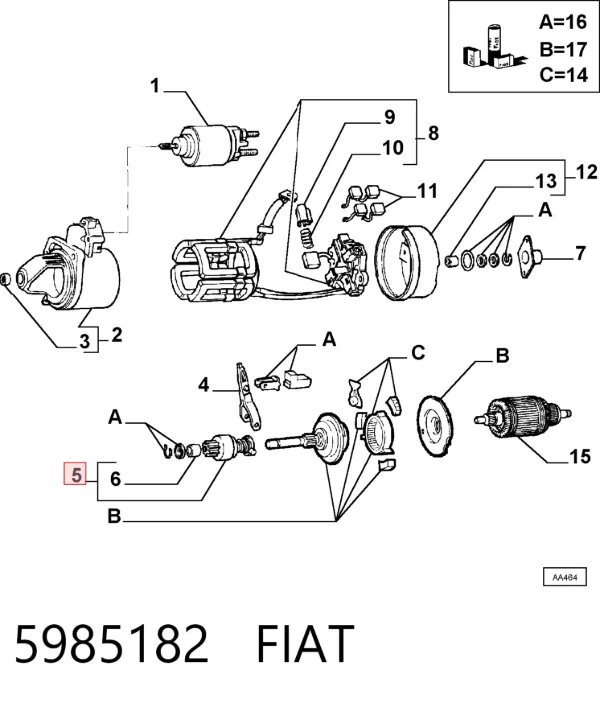 Бендикс стартера 5985182 Fiat/Alfa/Lancia