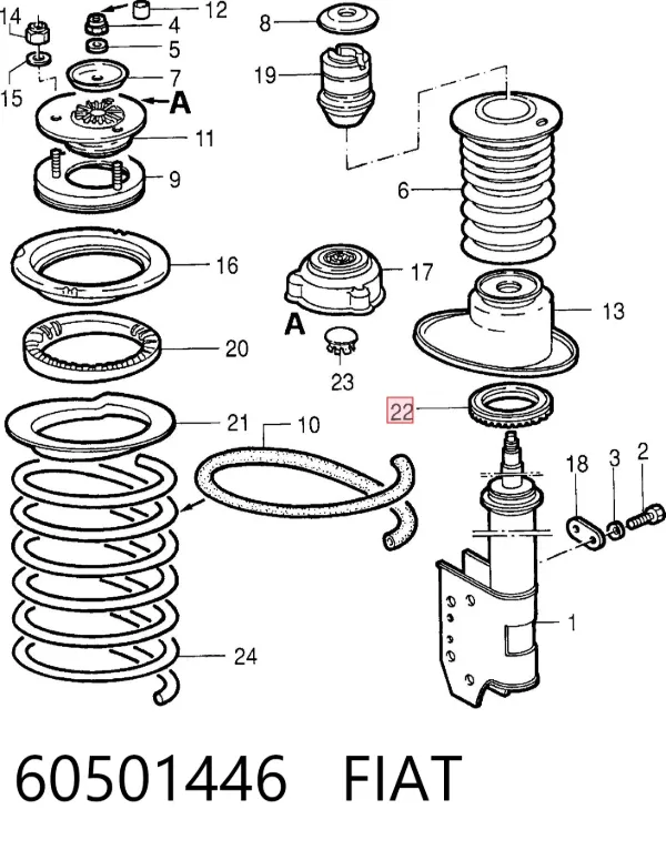 Підшипник опорний амортизатора, переднього 60501446 Fiat/Alfa/Lancia