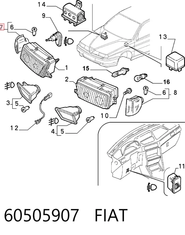 Вказівник повороту правий 60505907 Fiat/Alfa/Lancia