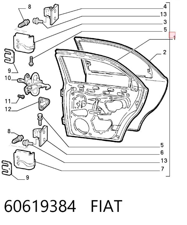 Двері задні, ліві 60619384 Fiat/Alfa/Lancia