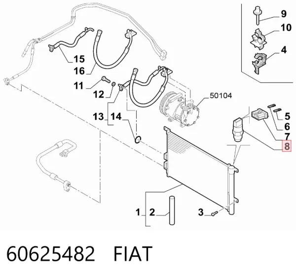 Датчик тиску кондиціонера 60625482 Fiat/Alfa/Lancia