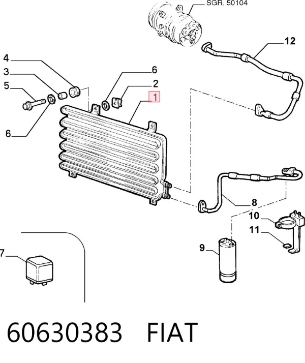 Радіатор кондиціонера 60630383 Fiat/Alfa/Lancia